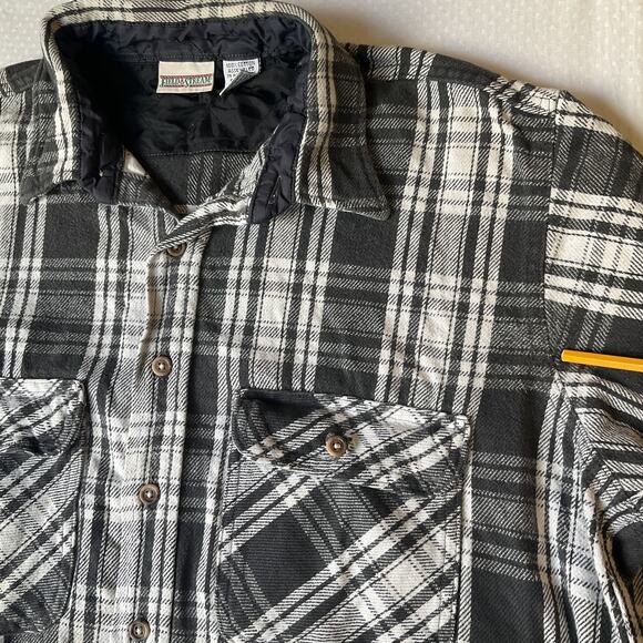 VINTAGE Field & Stream Men Button Up Shirt XL Tall Black Plaid Flannel Western - Picture 5 of 10
